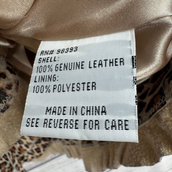 Pamela McCoy Collections Leopard Print Leather Blazer Women's Large Beige - Picture 9 of 15